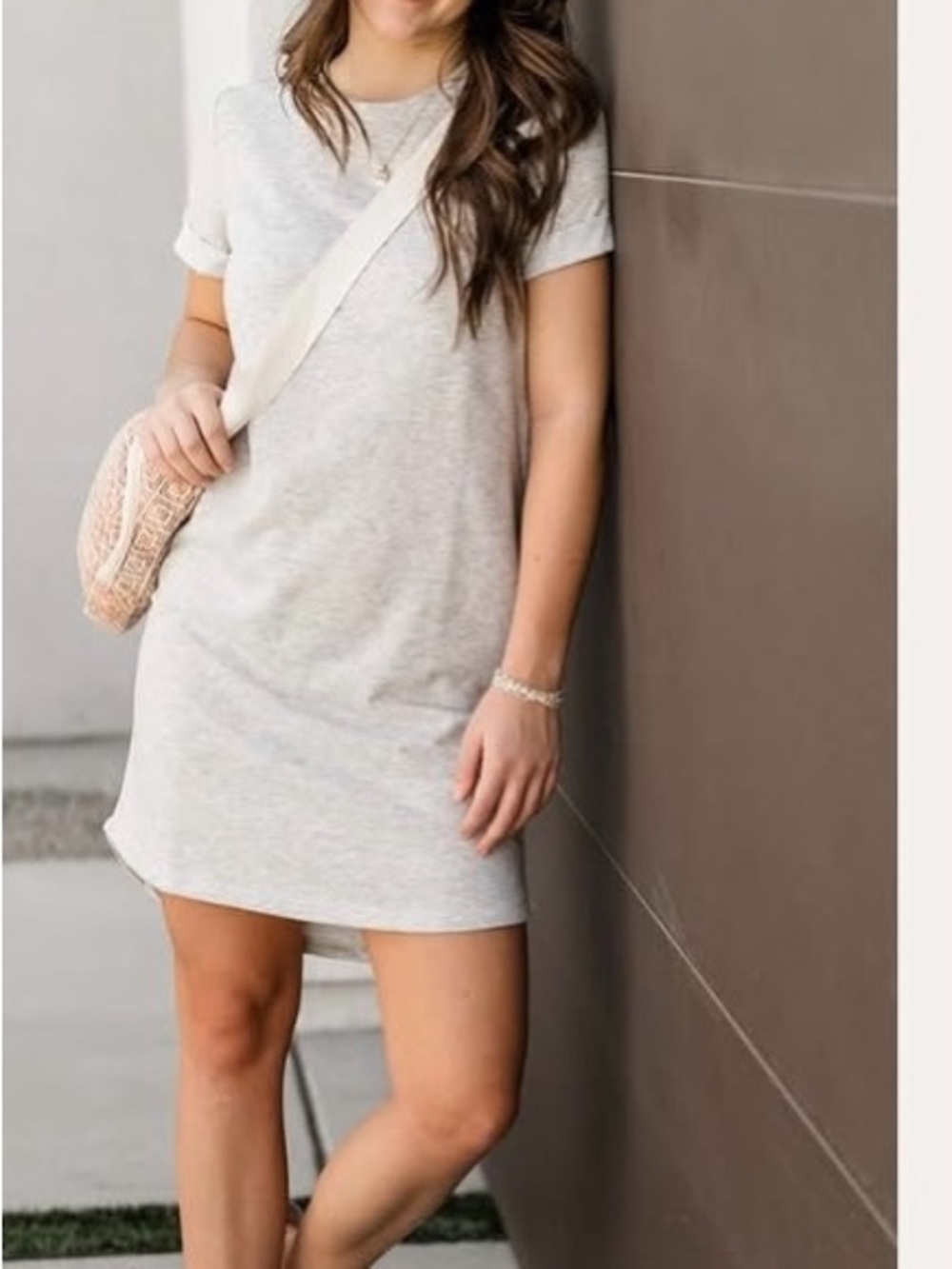 Vero Moda Light Gray Short Sleeve Mini Dress